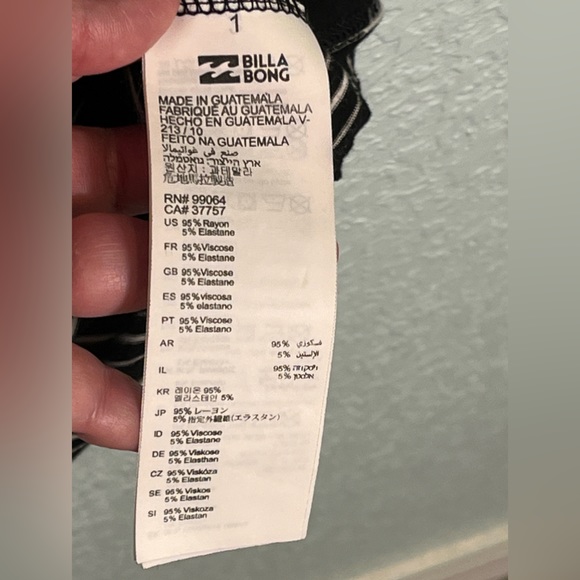 BILLABONG Sexy Black & White Striped Scoop Neck BodyCon Maxi Dress Size 1 - Picture 8 of 9